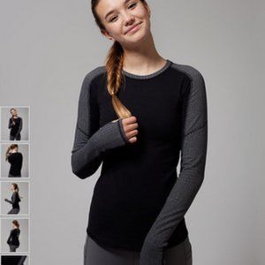 Ivivva by Lululemon Black Heathered Herringbone Warm Terrain Long Sleeve Tee